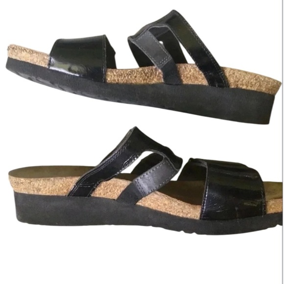 NAOT Nancy wedge sandals comfort walking black Size 8 - Picture 4 of 10